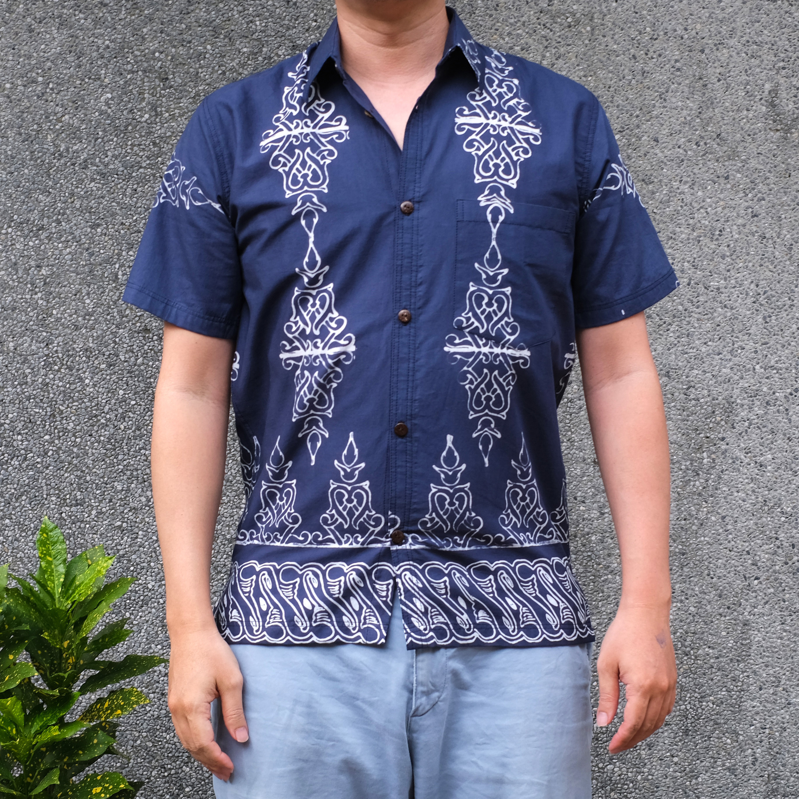 蠟染 Batik｜襯衫 - 湛藍 ｜印尼