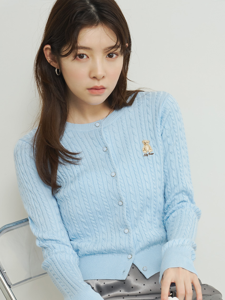 [預購]LILY BROWN【Lily Bear】麻花編織針織開襟外套 <預約9月下旬出貨>
