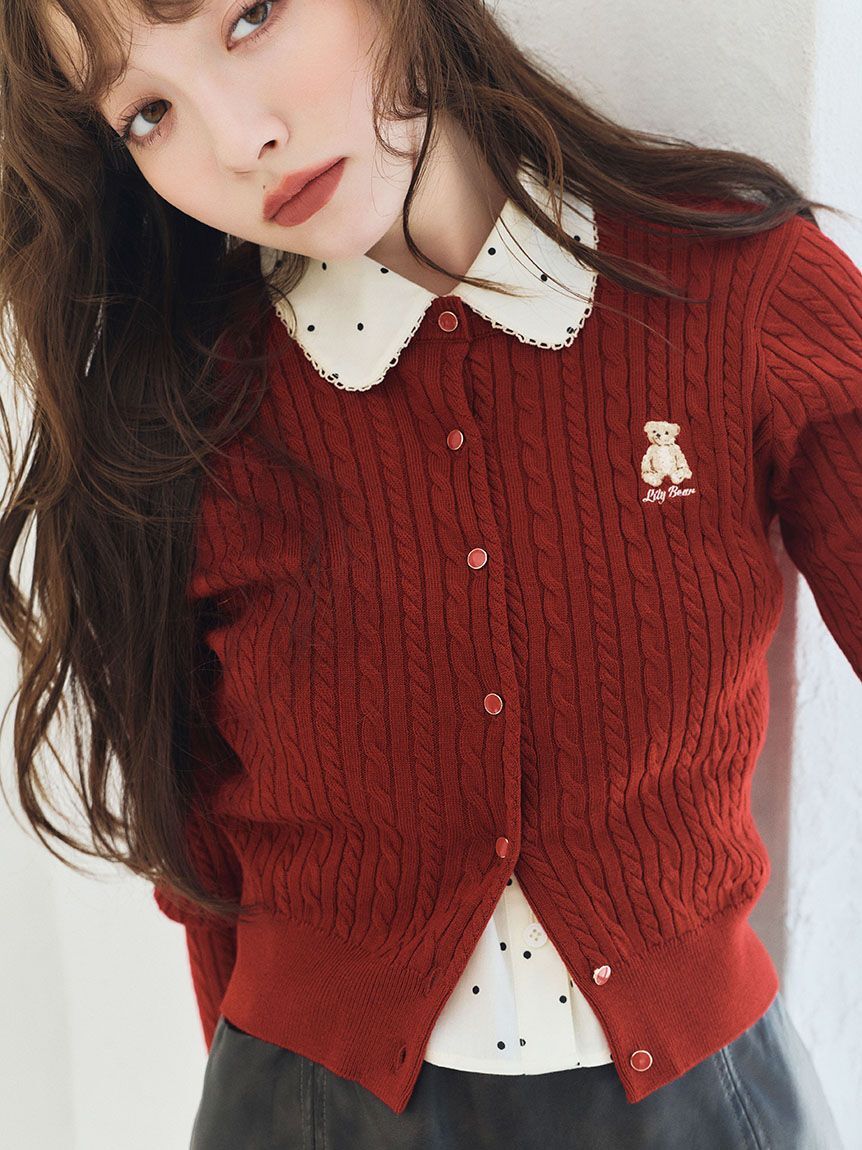 [預購]LILY BROWN【Lily Bear】麻花編織針織開襟外套 <預約9月下旬出貨>