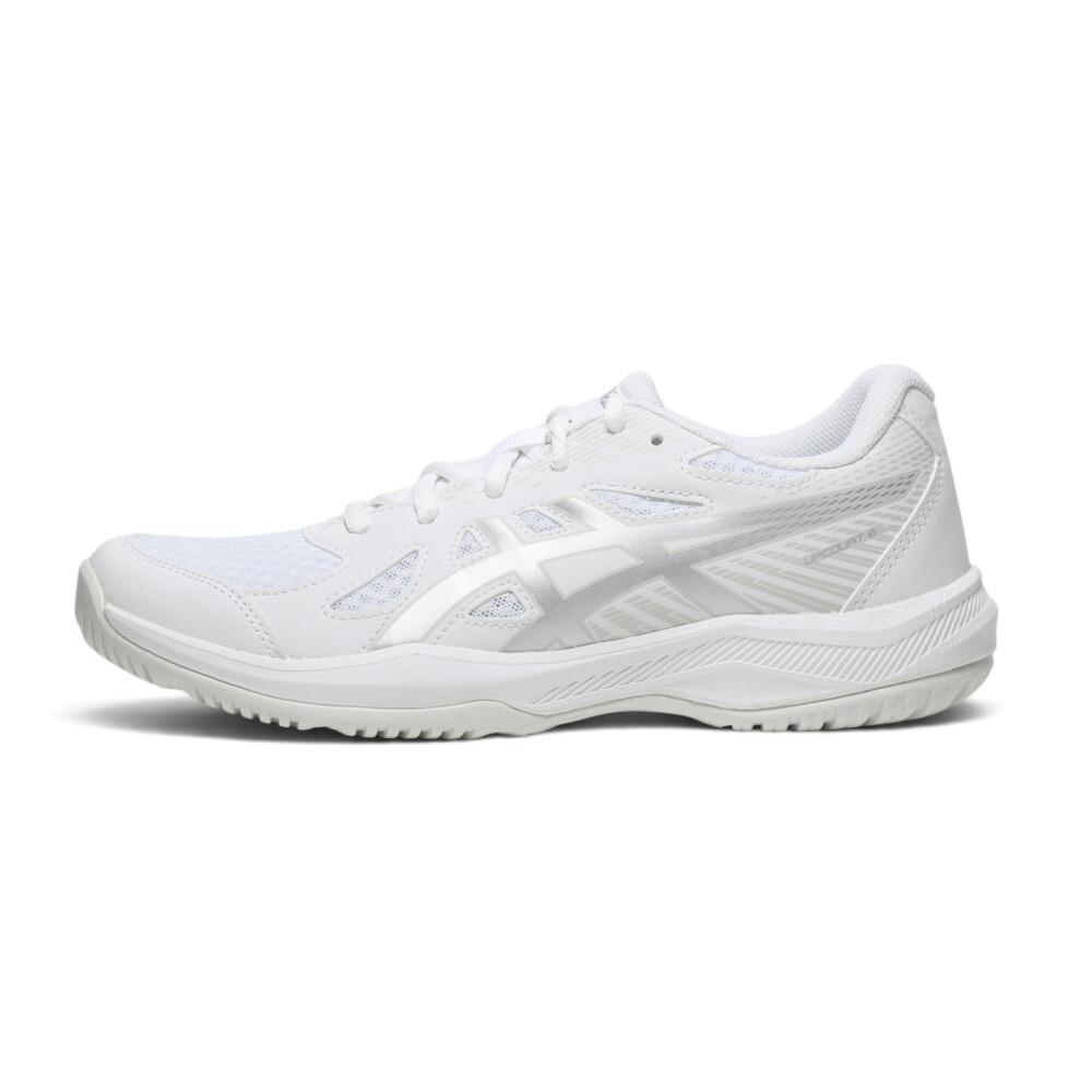 ASICS 排球鞋 UPCOURT 6 GS 白銀 膠底 室內 羽排鞋 大童 女 1074A045104