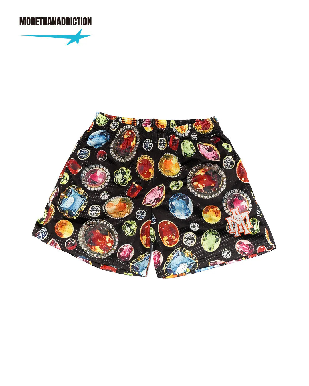MTA GEM MESH SHORTS 黑色 寶石 滿版 透氣 單層 網布 短褲【M26SBSG-BK】