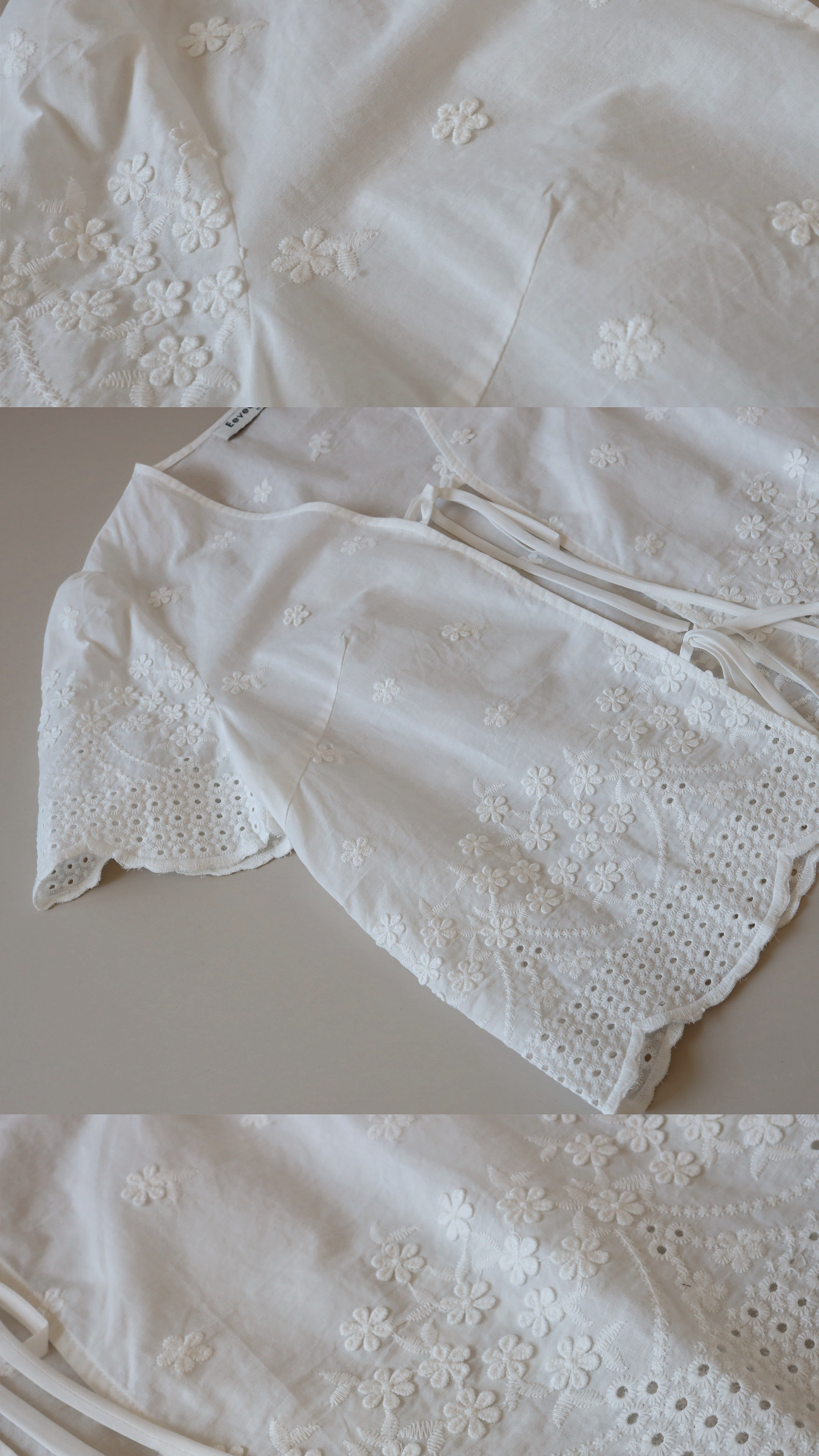 現貨 7493 透白立體刺繡絨帶上衣