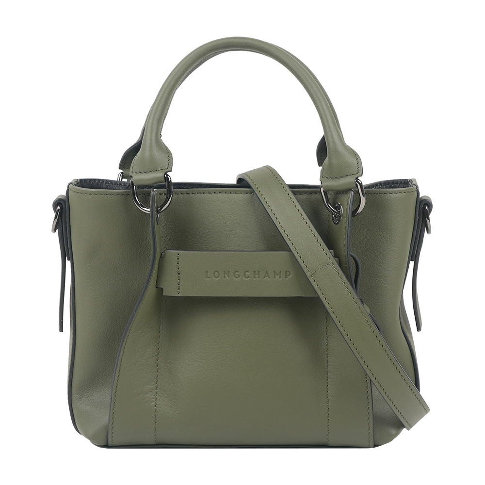 【Longchamp】3D S Logo 壓印小牛皮小款二用包(卡其色)