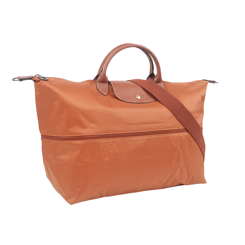 【Longchamp】LE PLIAGE手提斜背二用旅行袋(可加大款)(白蘭地酒色)