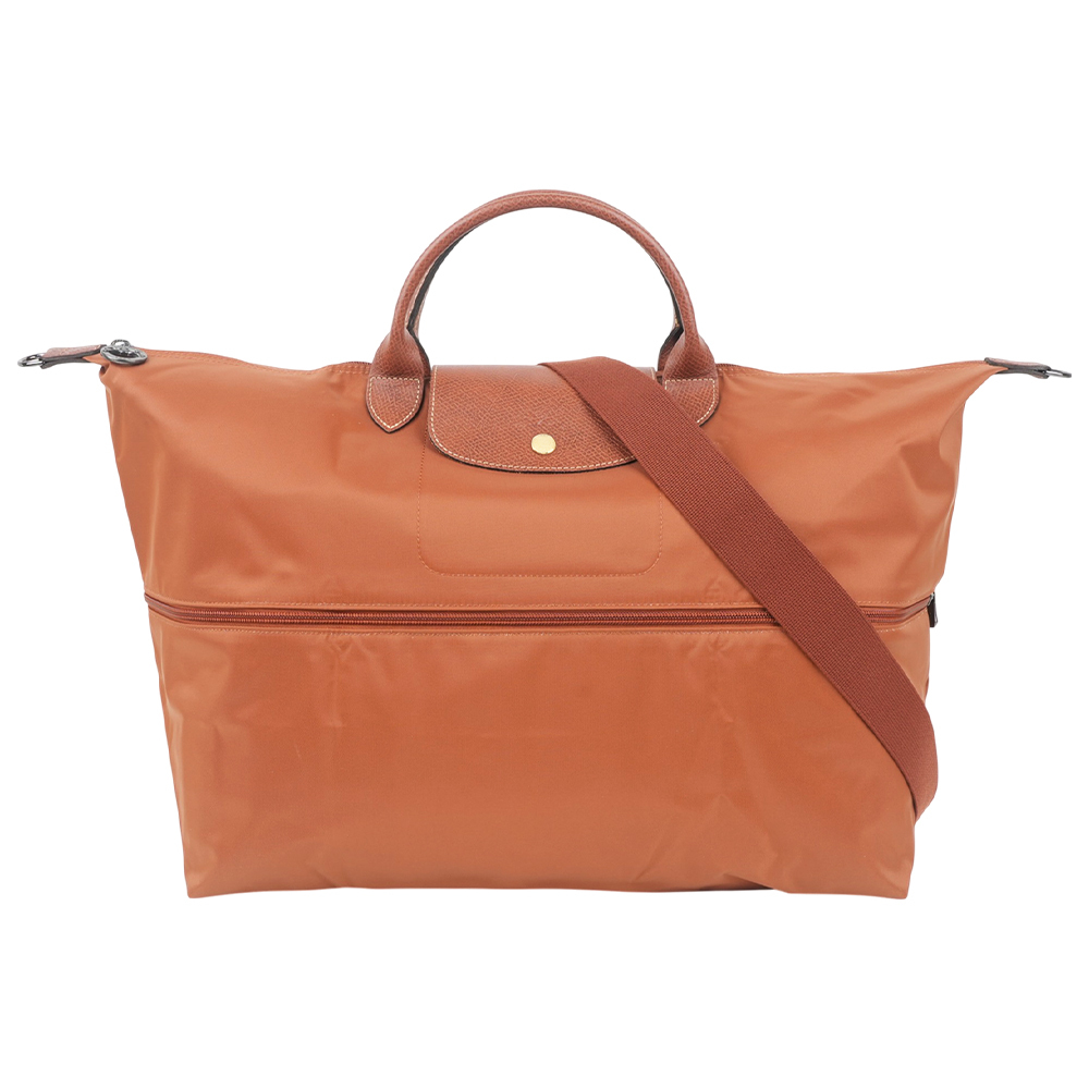 【Longchamp】LE PLIAGE手提斜背二用旅行袋(可加大款)(白蘭地酒色)