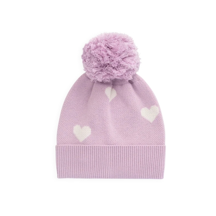 （預購）JAMIEKAY 夢境愛心針織毛球帽 Kayla Hat - Kayla Heart Jacquard Orchid Dream