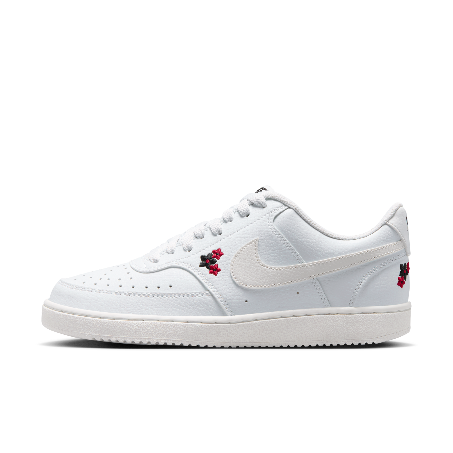 女鞋 NIKE W COURT VISION LO SE 白色 刺繡 花朵 小花 復古 皮革 休閒鞋【IV5530-100】