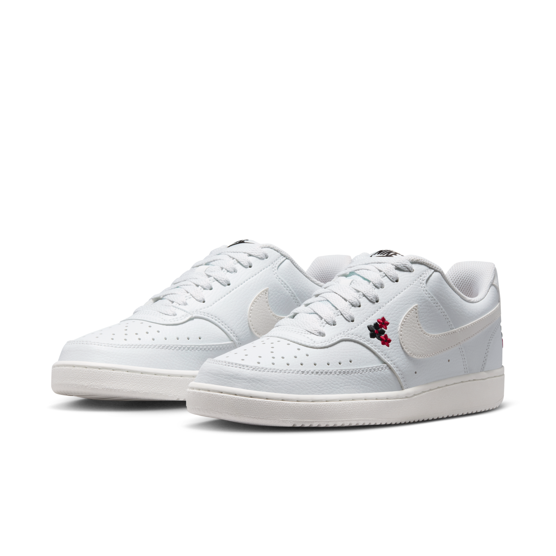 女鞋 NIKE W COURT VISION LO SE 白色 刺繡 花朵 小花 復古 皮革 休閒鞋【IV5530-100】