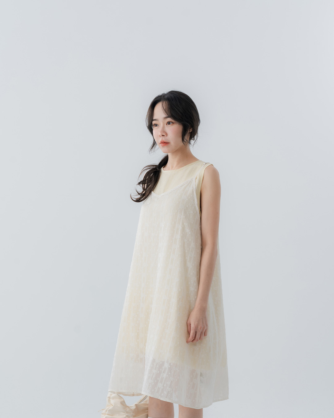 Lace jacquard sequined sheer spaghetti strap cover-up vest - Apricot【01099836】in stock+pre-order