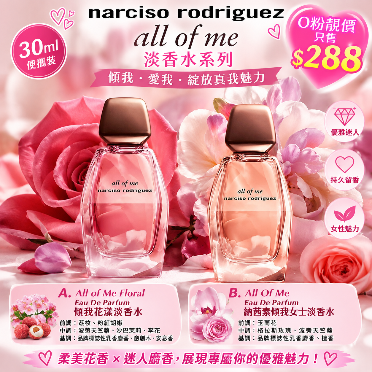 【UB10030】Narciso Rodriguez All of Me 淡香水系列 30ml