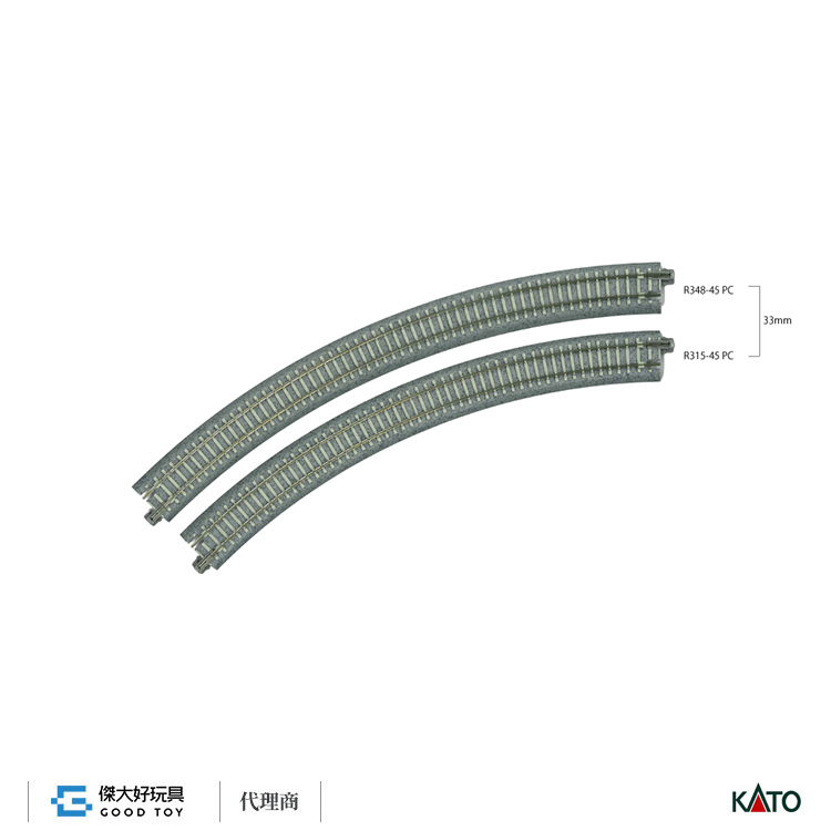 KATO 20-135 PC曲線線路R348-45° (4入)