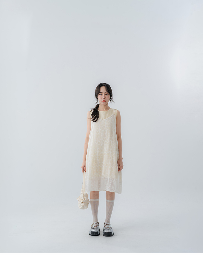 Lace jacquard sequined sheer spaghetti strap cover-up vest - Apricot【01099836】in stock+pre-order