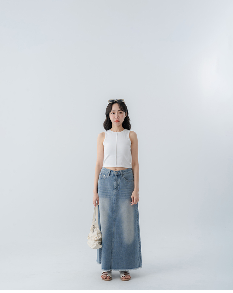 Short-sleeved vest with front center pleats - White S/M【01150483】in stock+pre-order