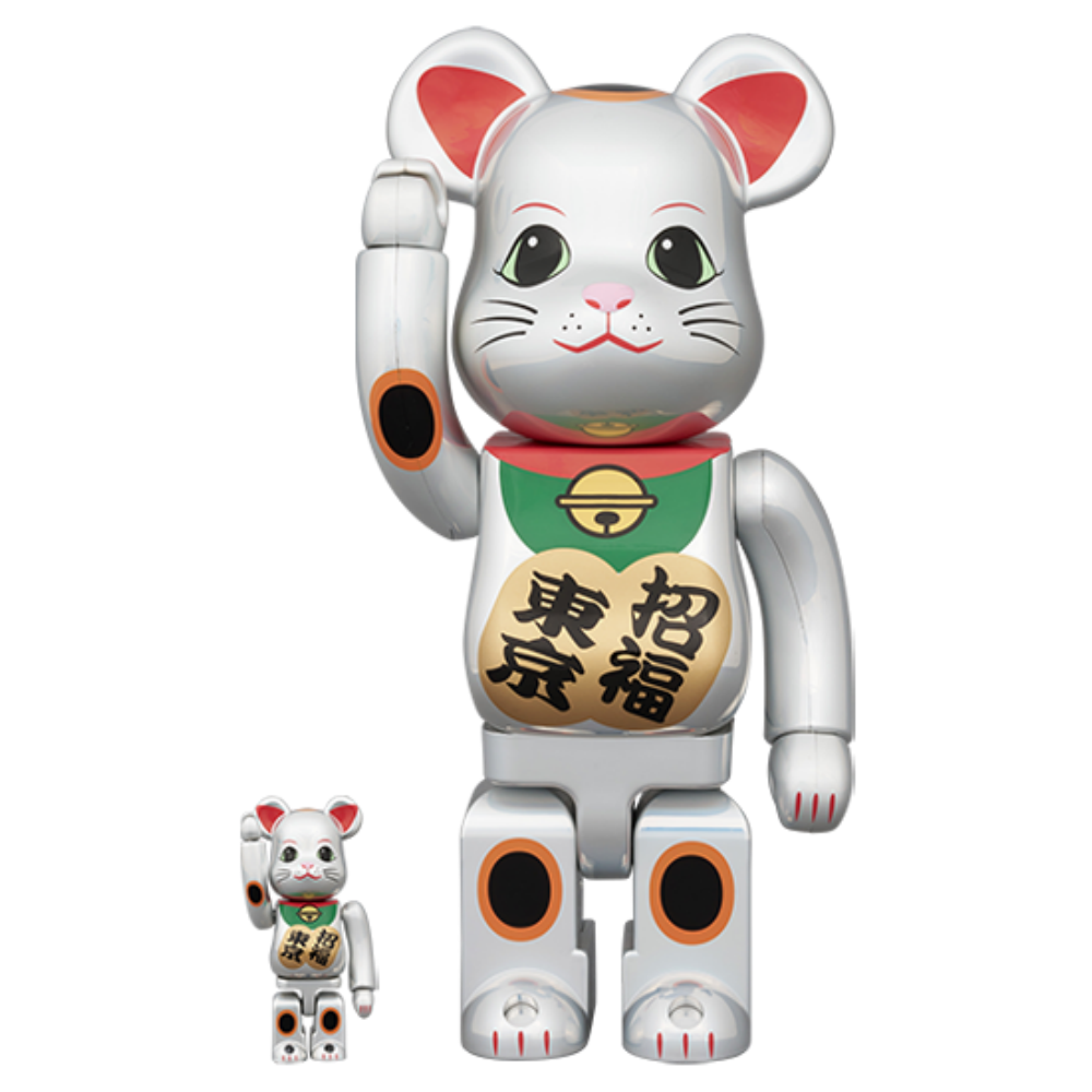 招き猫 招財貓 招福・東京 深銀メッキ 100％ & 400％ BE@RBRICK