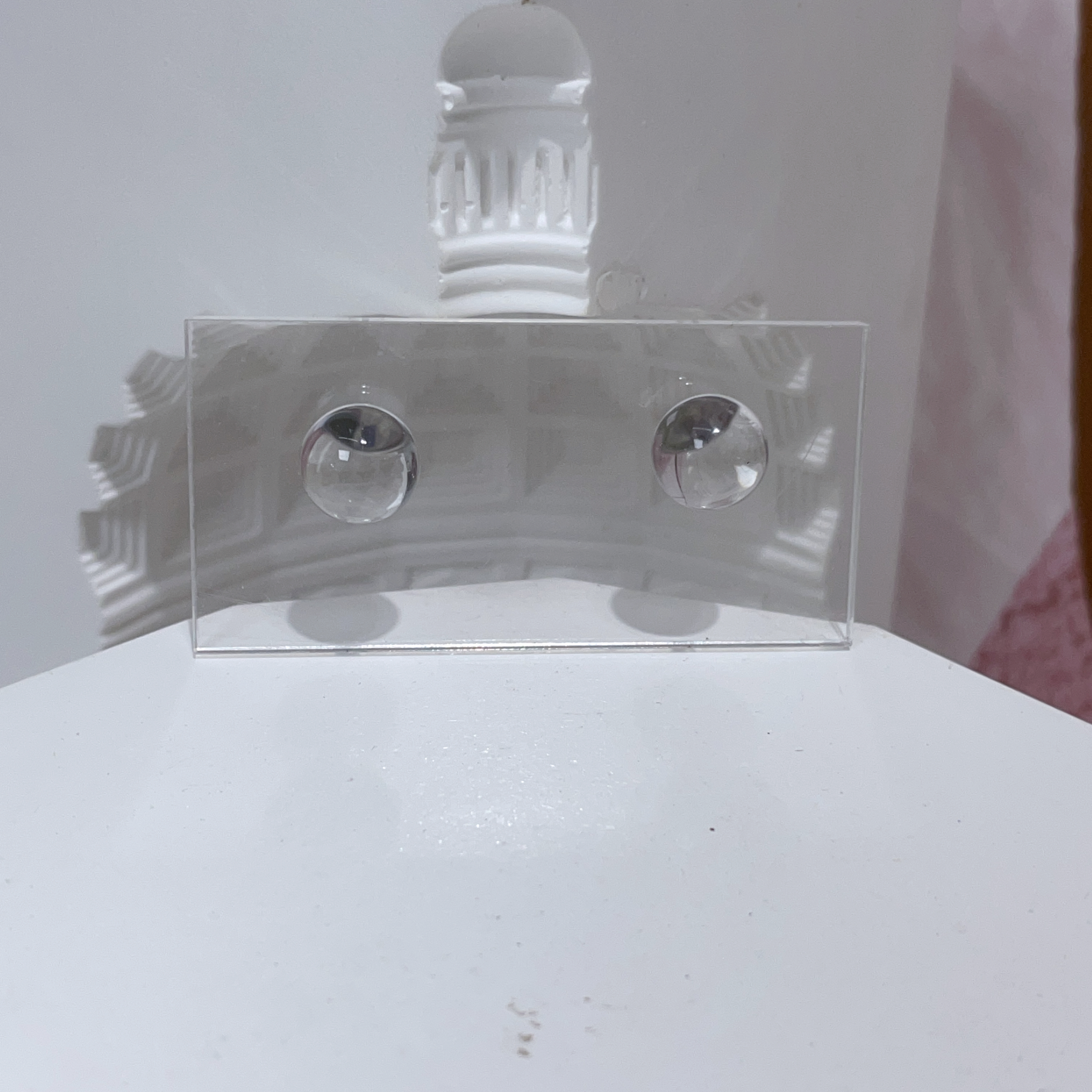 純銀白水晶耳環 10mm