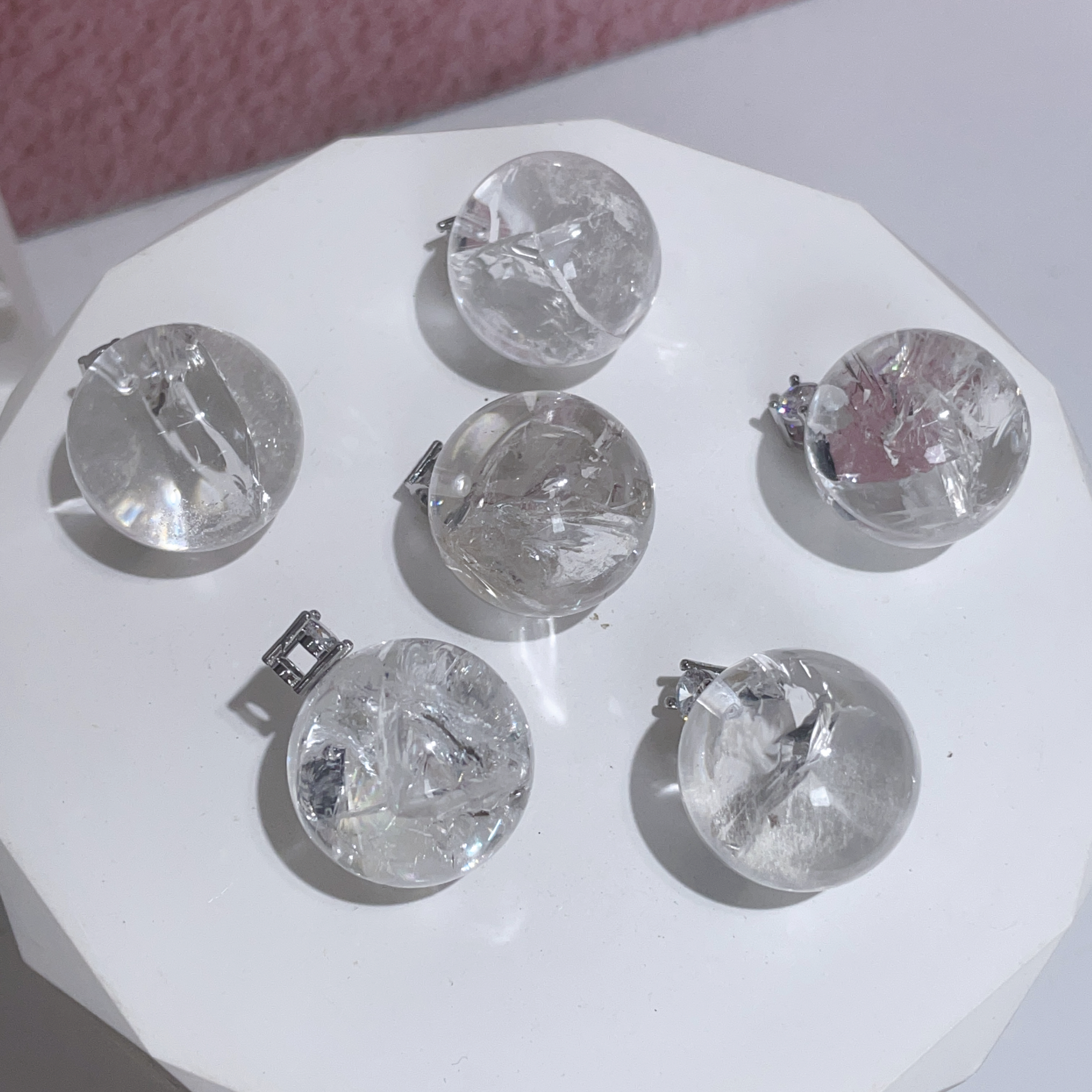 閃片白水晶大波波吊墜 22mm