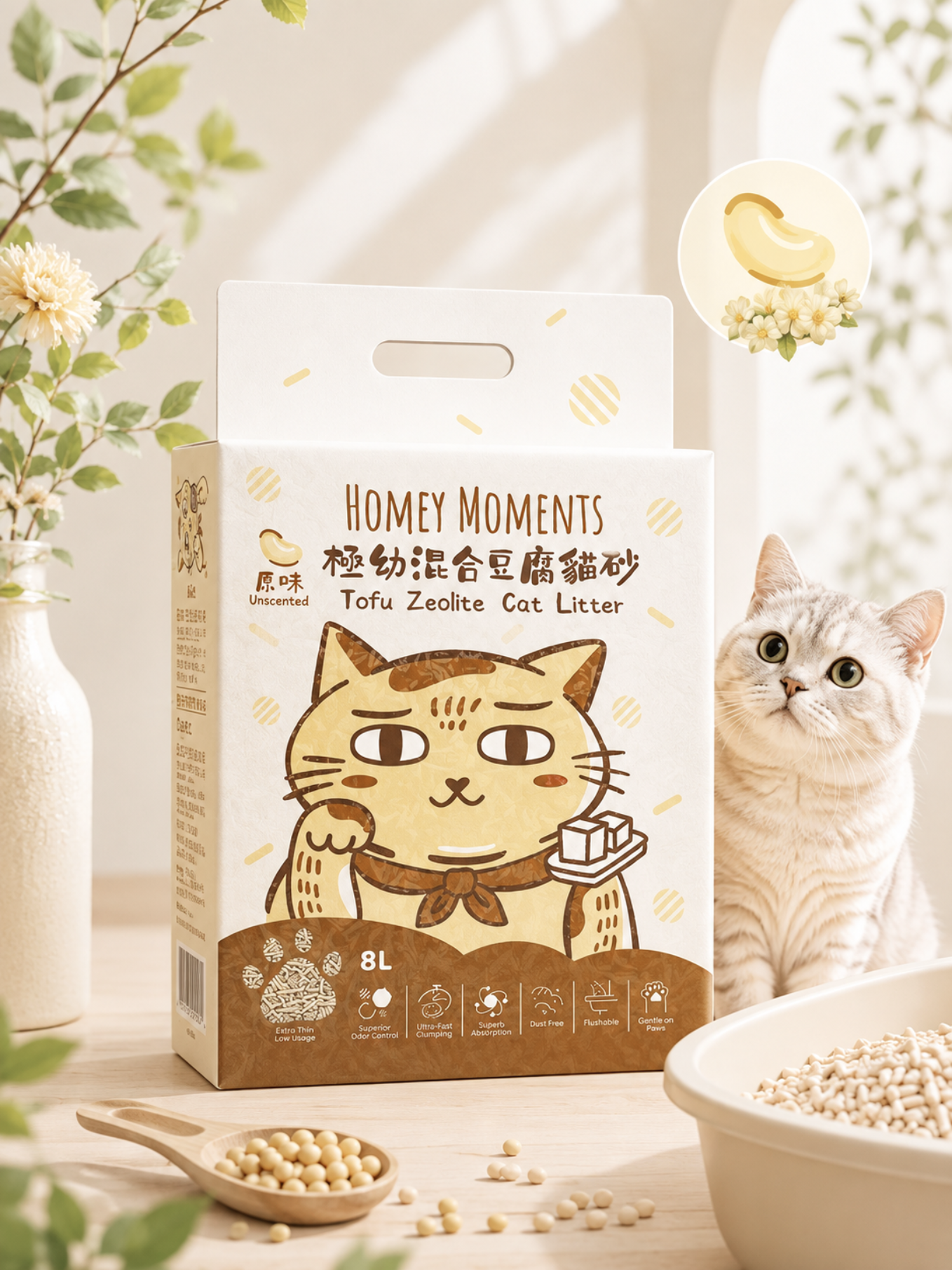 Homey Moments 原味極幼混合豆腐貓砂 (8L)