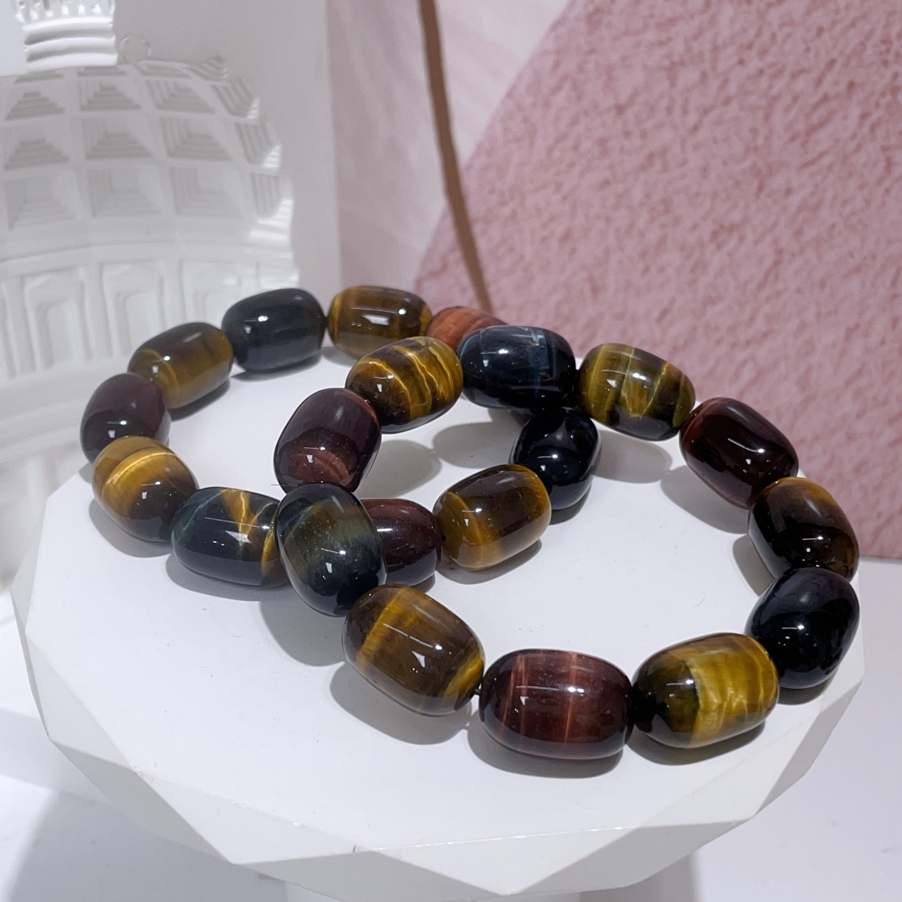 桶珠彩虎眼石手串 13mm