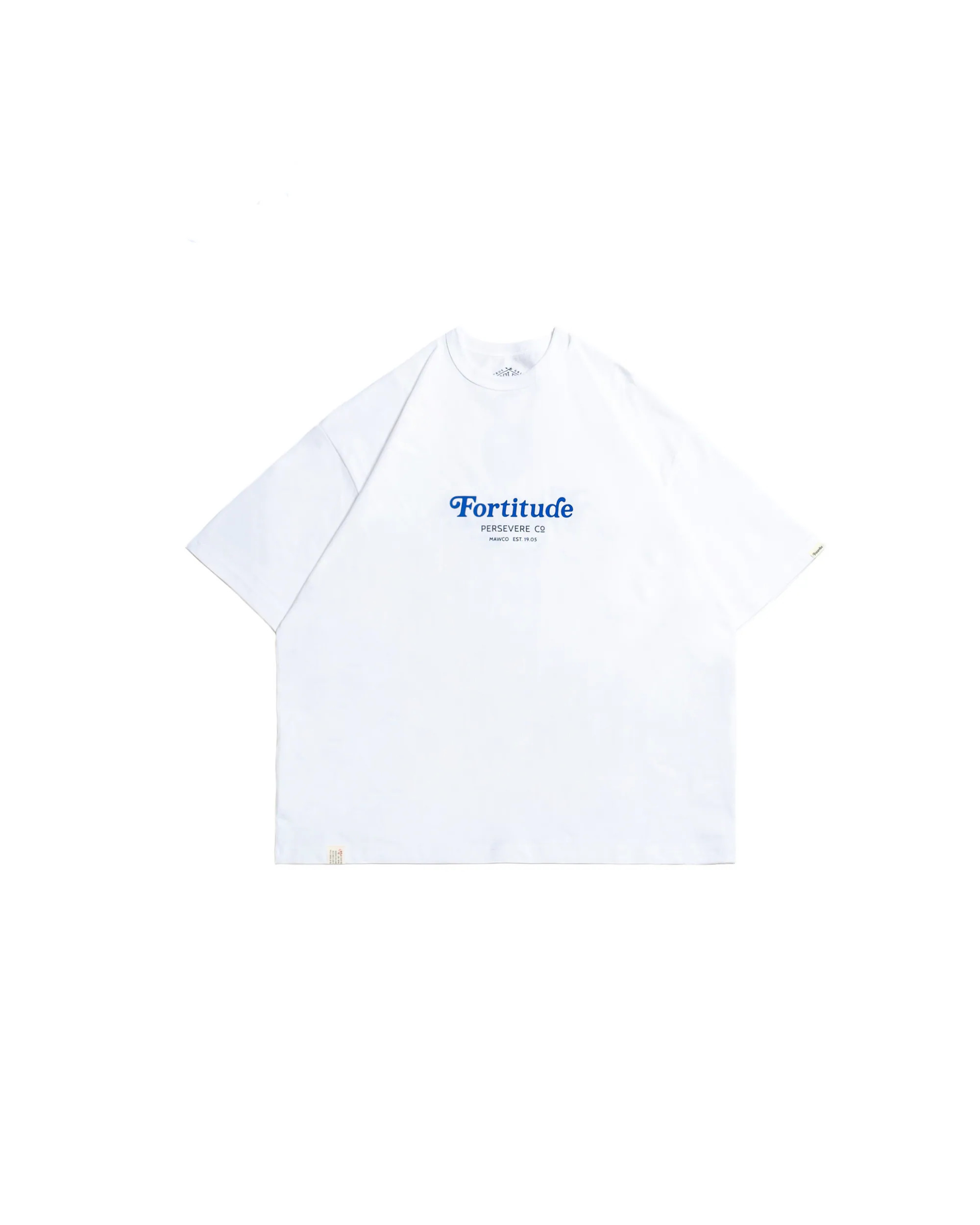 PERSEVERE CHAIN-STITCH EMBROIDERED LETTERING T-SHIRT- WHITE