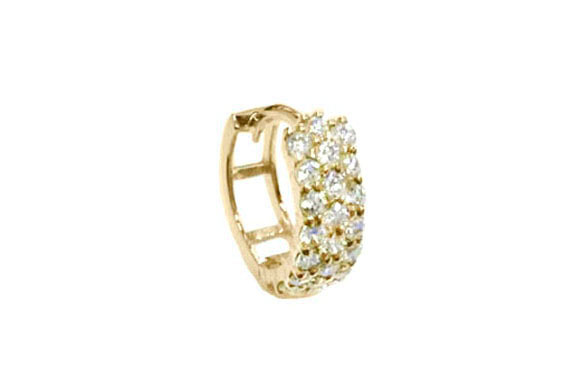 < Real Diamond > 14K Gold Hoop Earrings #612