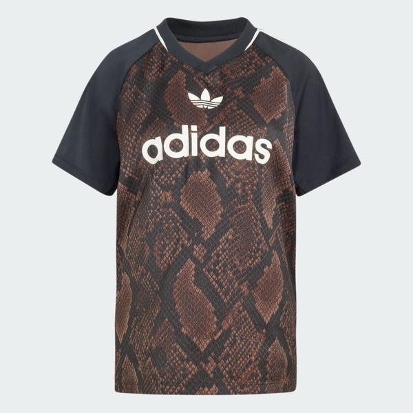 Adidas 愛迪達 Stn Jrsy KX1898 女 T恤 運動上衣 休閒短袖 蛇紋 緞面 棕