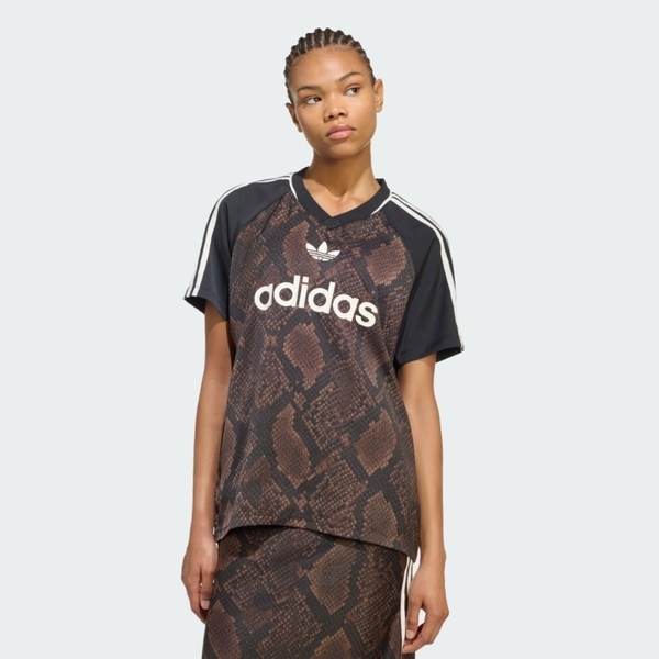 Adidas 愛迪達 Stn Jrsy KX1898 女 T恤 運動上衣 休閒短袖 蛇紋 緞面 棕