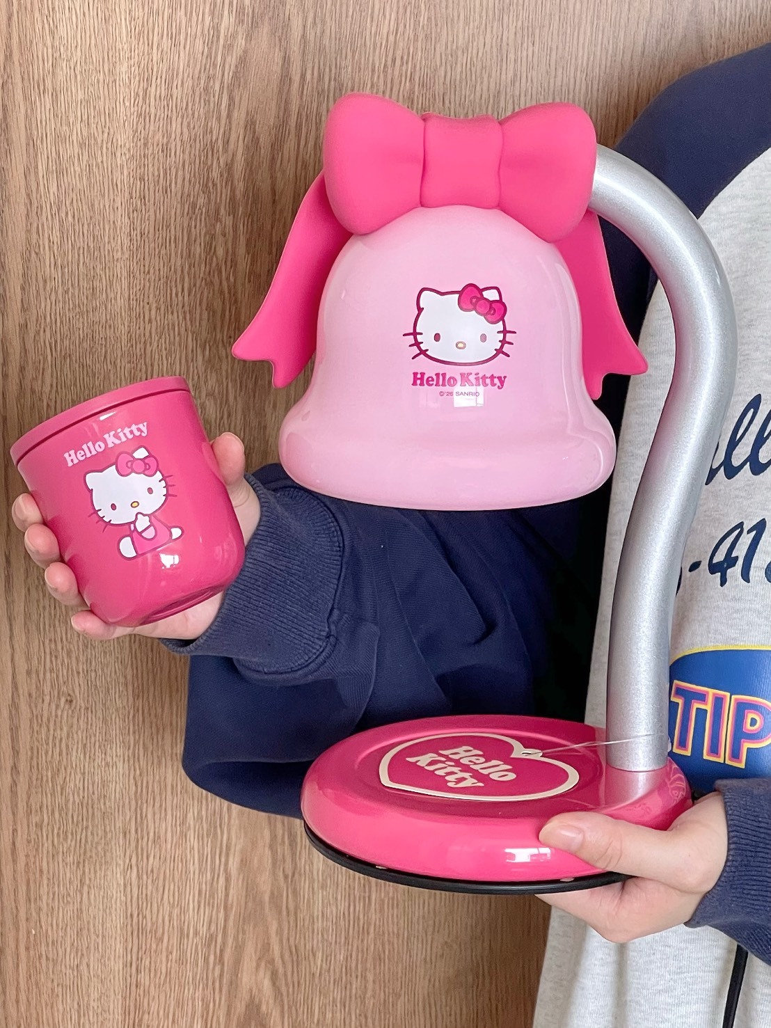 正版授權 SANRIO 三麗鷗 HELLO KITTY 聯名 幸運鈴造型融蠟燈 粉色 蝴蝶結 禮盒套裝