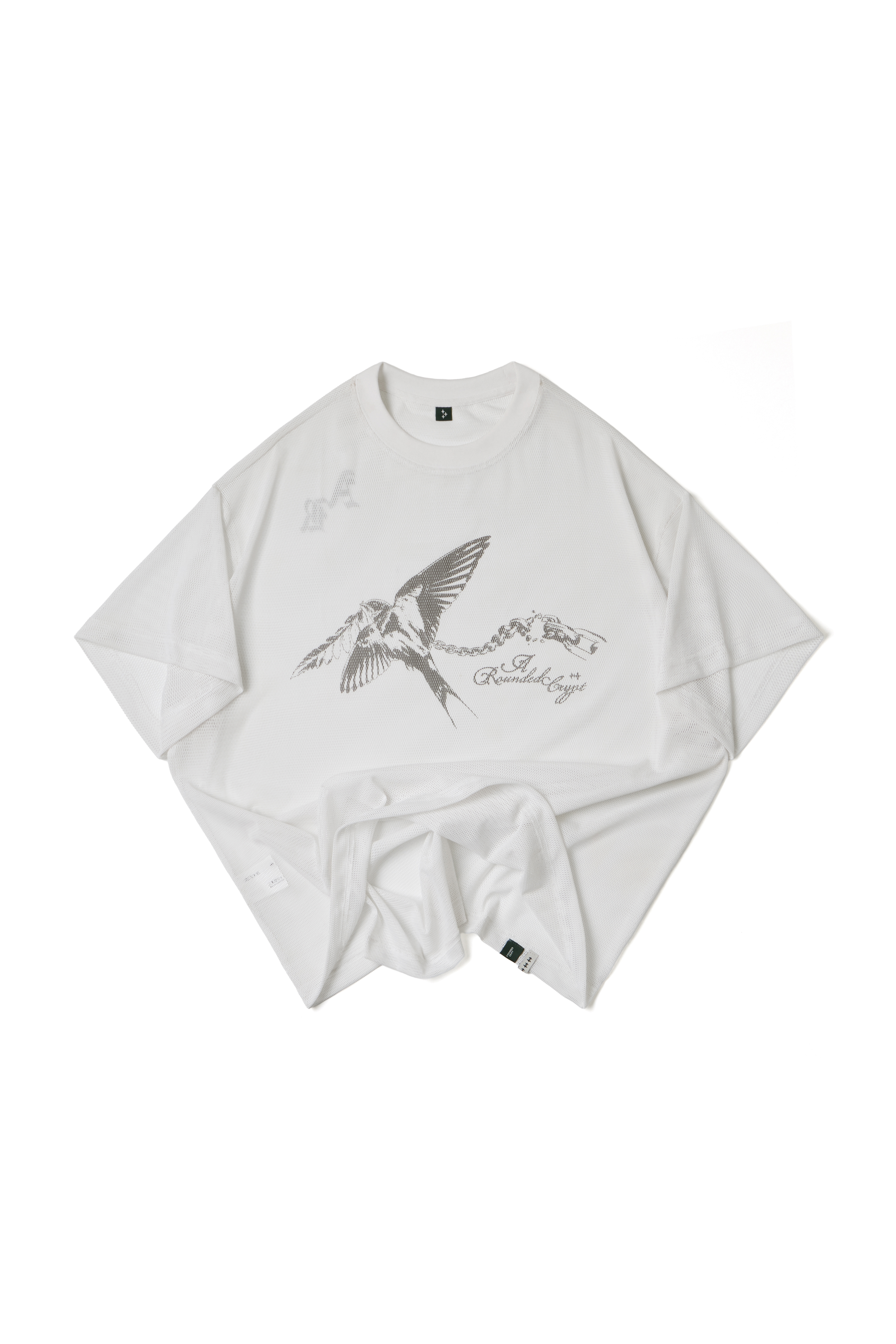 MESH GRAPHIC CROP TEE - WHITE