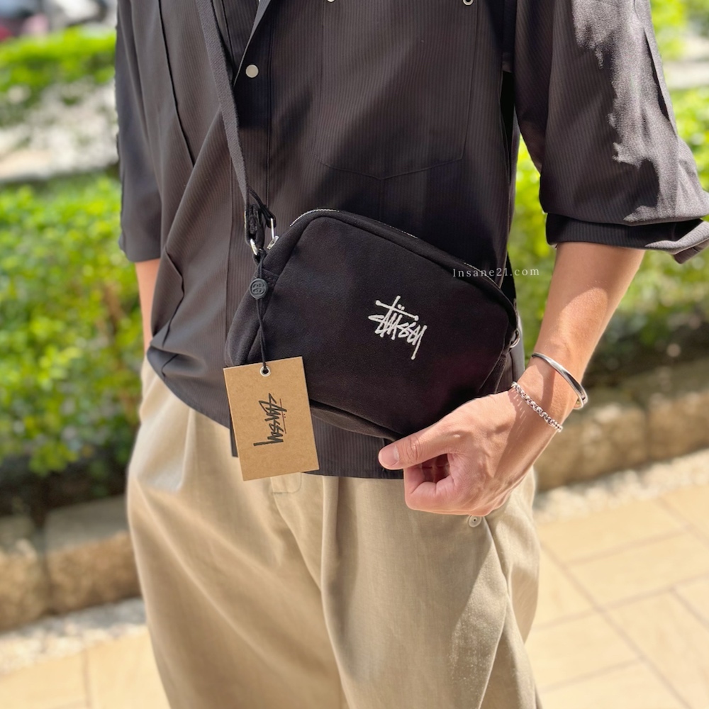 STUSSY 刺繡LOGO 帆布側背包 斜背包 手拿包