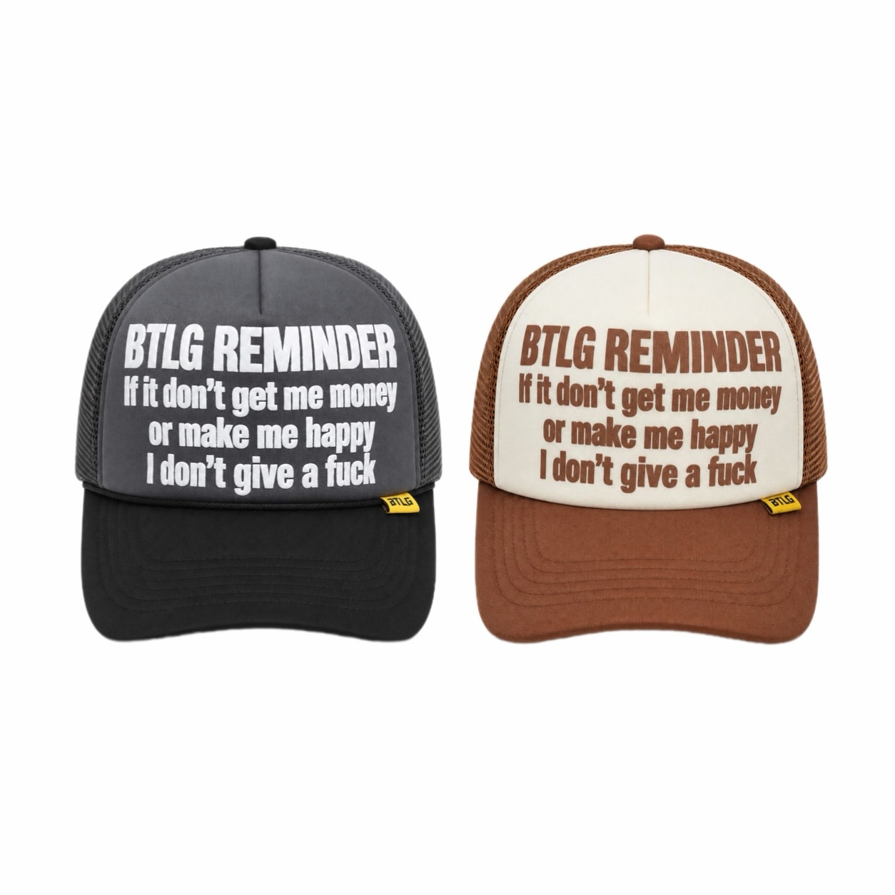 Bootlegway｜BTLG "Reminder" Trucker Hat (Grey/Brown)
