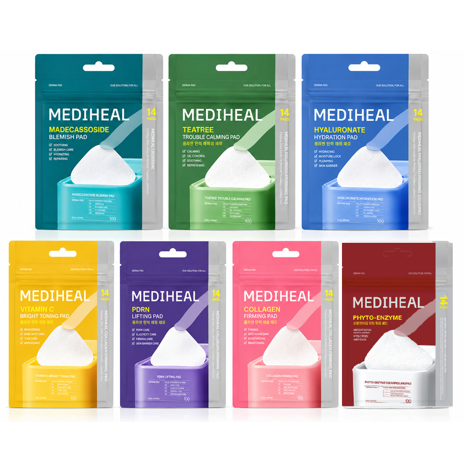 MEDIHEAL 爽膚棉片 輕巧14片裝 (積雪草修護 / 玻尿酸補水 / 茶樹舒緩 / PDRN 緊緻)