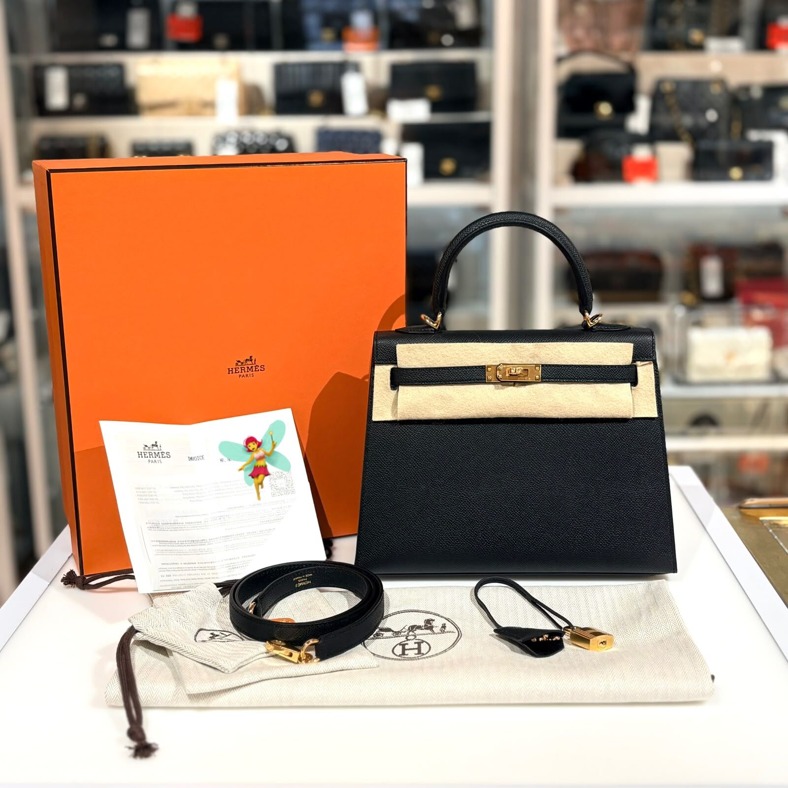 全新HERMES KELLY 25 G刻 EPSOM 89 GHW 黑色金扣 H038416CC89 #BRAND NEW #香榭站正品