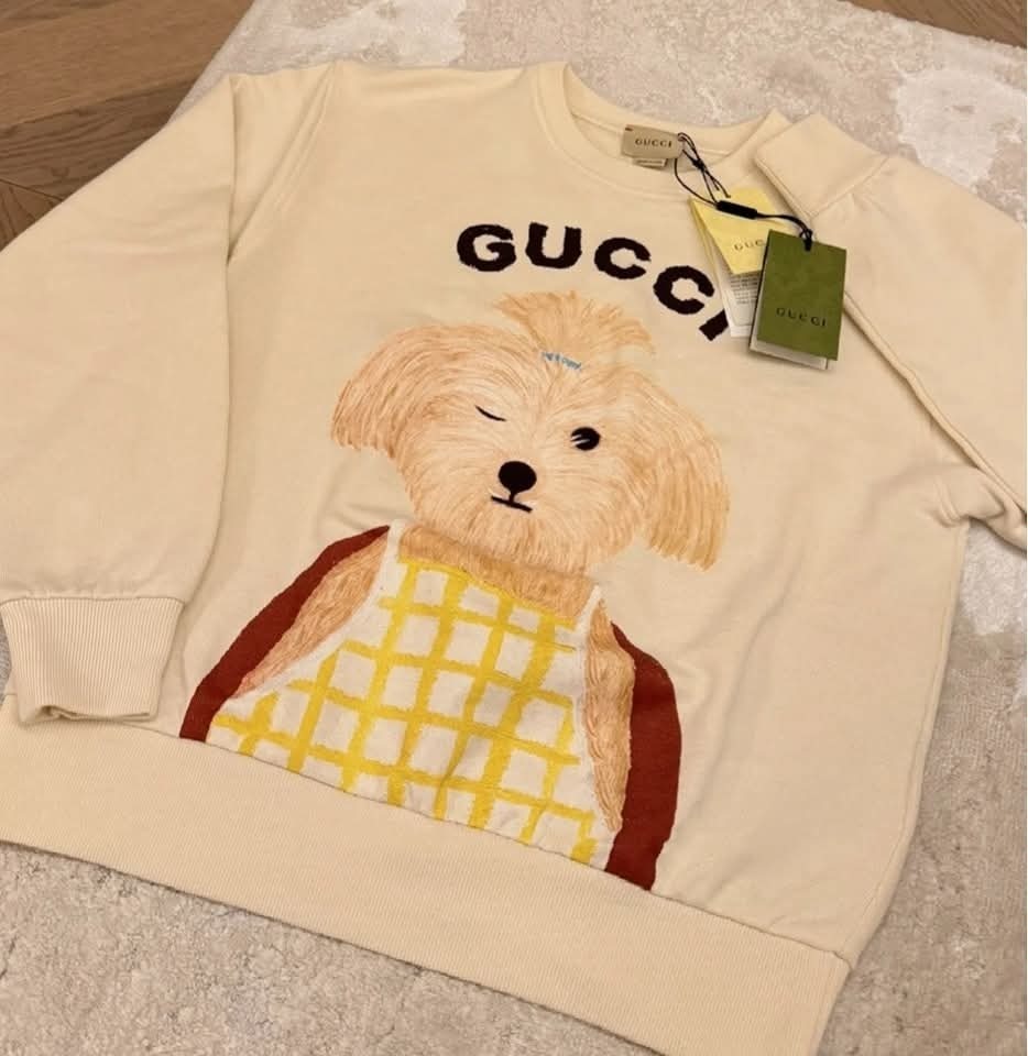 GG Kids 米白色 小狗圖案衞衣