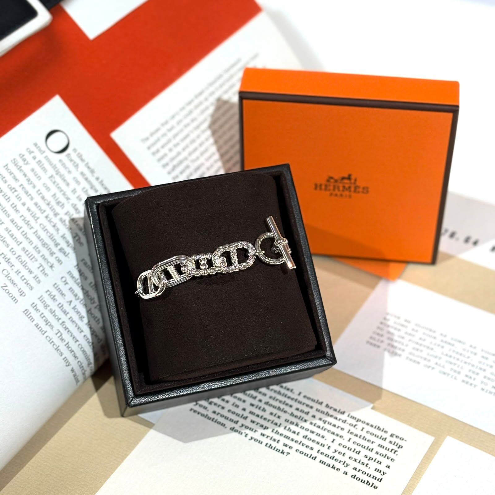 全新HERMES手鍊 H126431B Chaine d'ancre Alea II bracelet, small model 銀色多圈豬鼻925手鍊 #BRAND NEW #香榭站正品