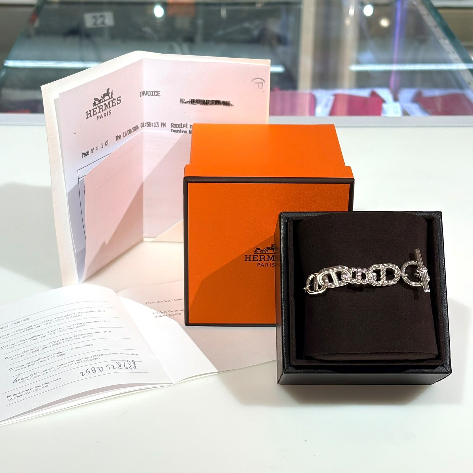 全新HERMES手鍊 H126431B Chaine d'ancre Alea II bracelet, small model 銀色多圈豬鼻925手鍊 #BRAND NEW #香榭站正品