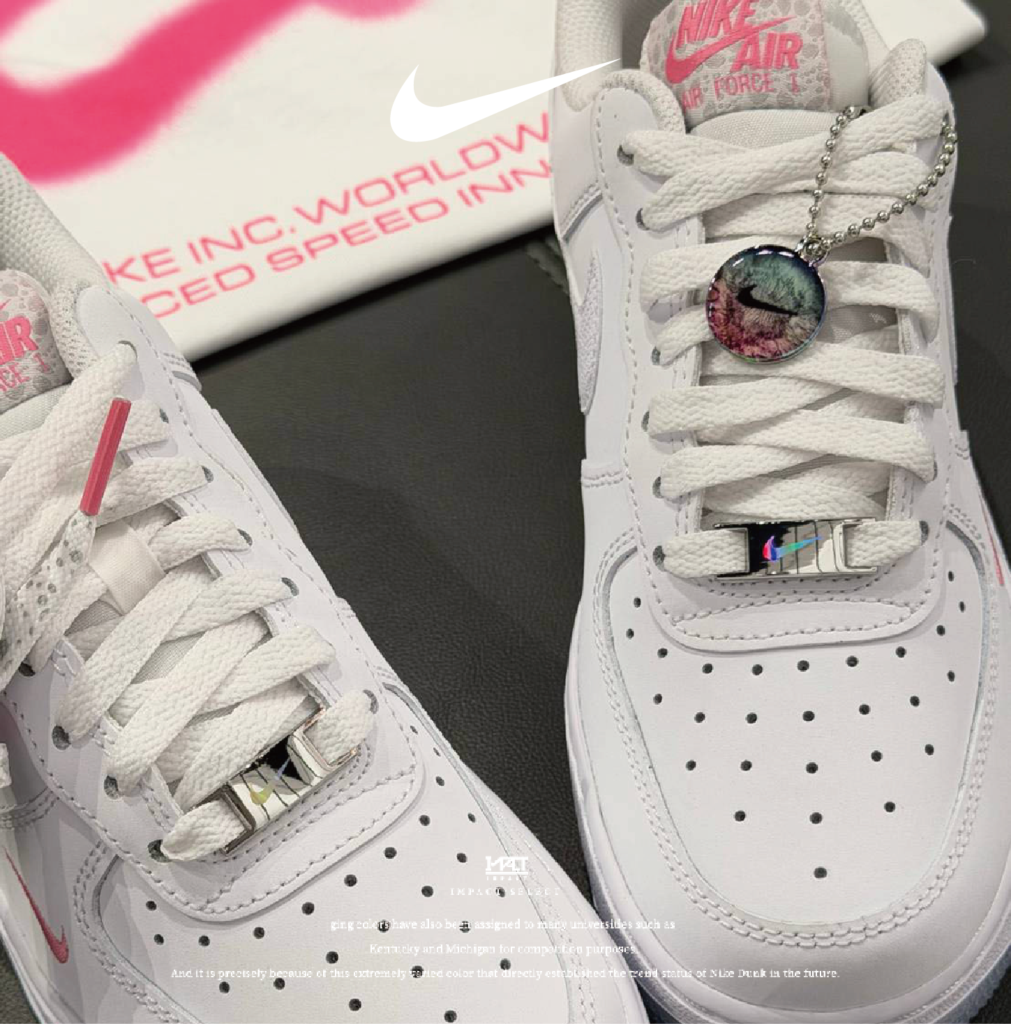 Nike Air Force 1 白粉小勾 彩虹鞋扣  吊飾 果凍底  IV4453-100