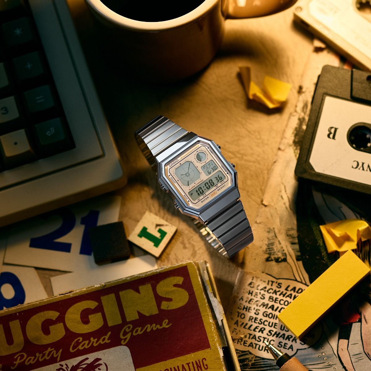 CASIO 綠色 雙時顯示 長方形 復古錶 A130WE-9A