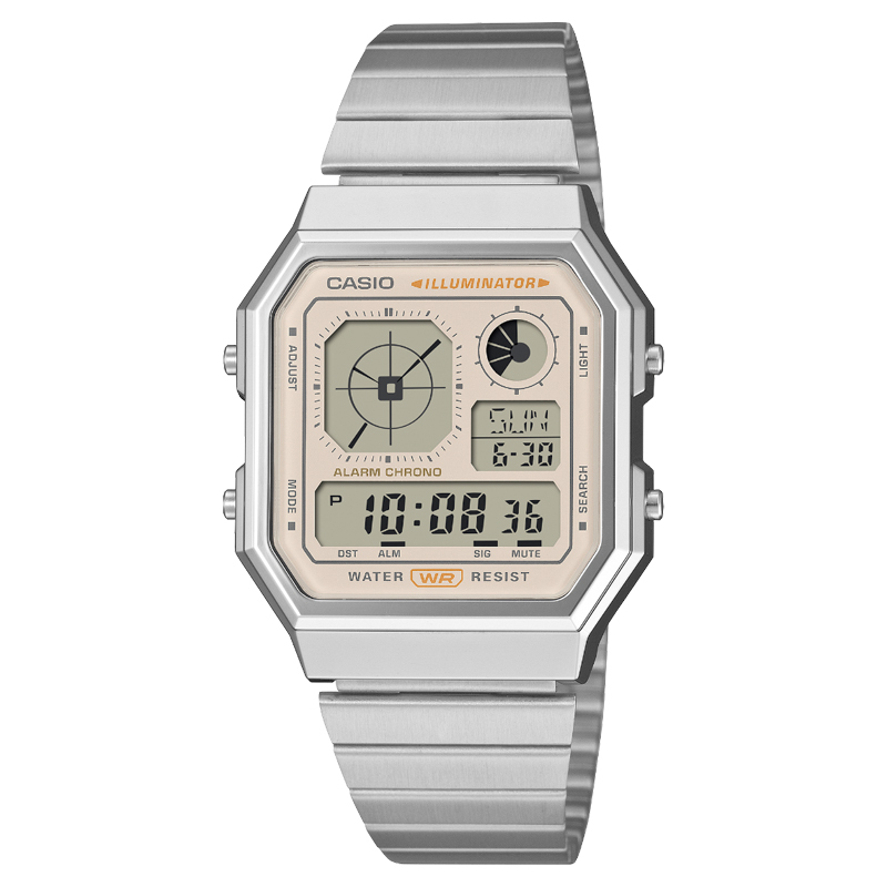 CASIO 綠色 雙時顯示 長方形 復古錶 A130WE-9A