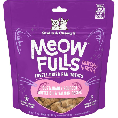 Stella & Chewy's - Meow Full凍乾貓小食 -  白魚三文魚 Whitefish & Salmon (粉紅) 42.5g/1.5oz