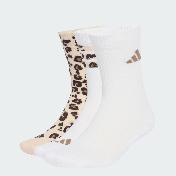 Adidas 愛迪達 Leo Sock 3pp KH0164 中筒襪 三雙入 豹紋 足弓支撐 白