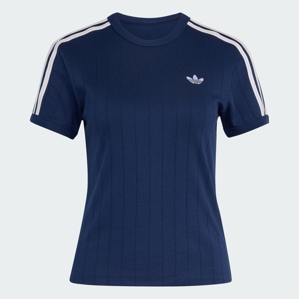 Adidas 愛迪達 Pstripe Ss Tee KS9992 女 T恤 運動上衣 休閒短袖 純棉 深藍