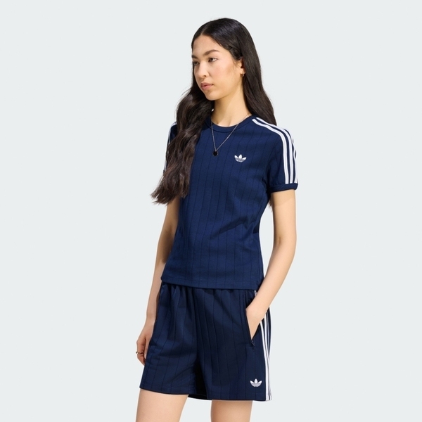 Adidas 愛迪達 Pstripe Ss Tee KS9992 女 T恤 運動上衣 休閒短袖 純棉 深藍