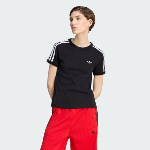 Adidas 愛迪達 Pstripe Ss Tee KS6784 女 T恤 運動上衣 休閒短袖 純棉 黑