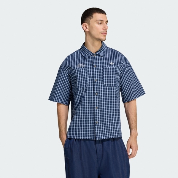 Adidas 愛迪達 Og Shirt LD3863 男 襯衫 短袖 上班 休閒 純棉 藍