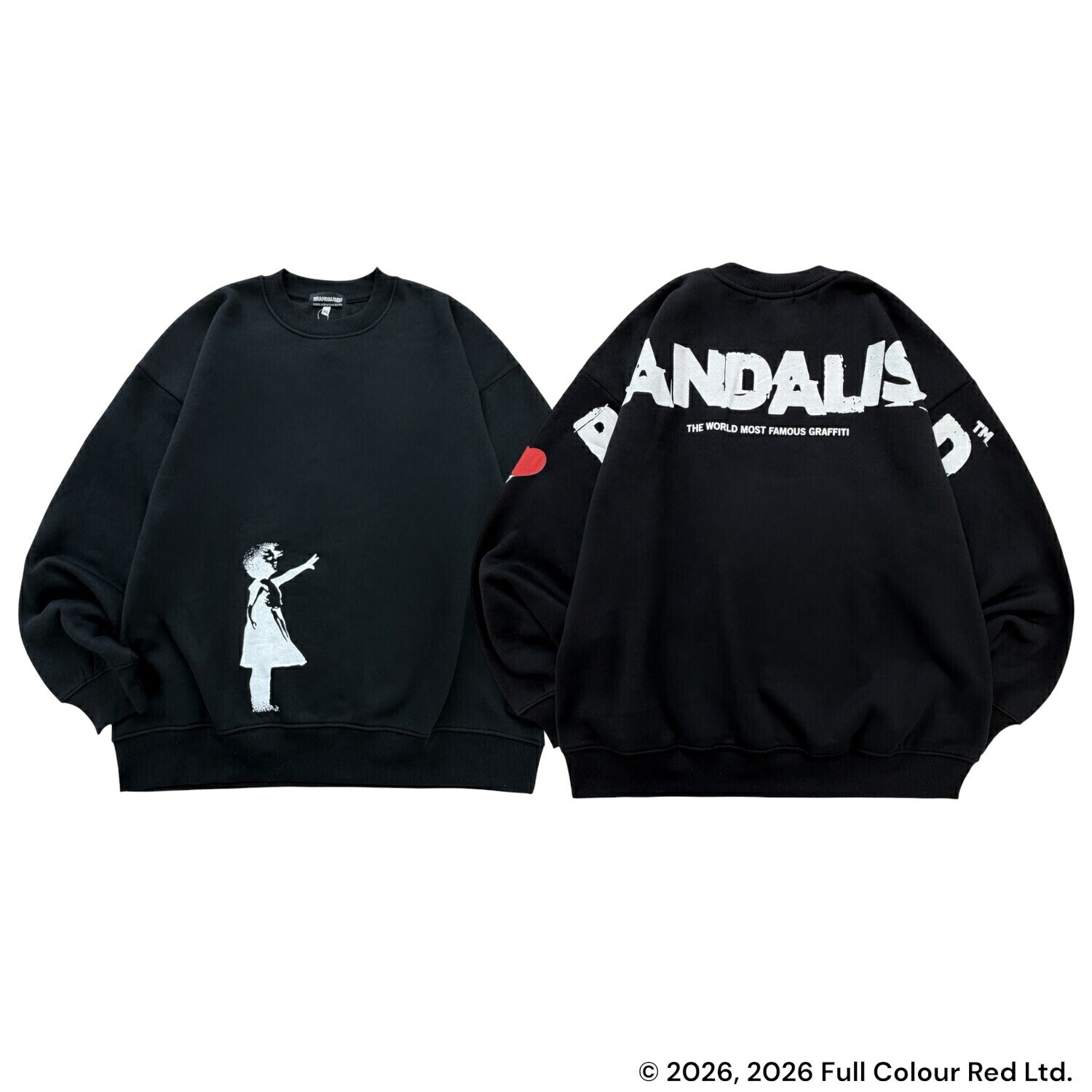 【預購】J081303　Banksy《Girl with Balloon》氣球女孩 Oversize 加絨衛衣
