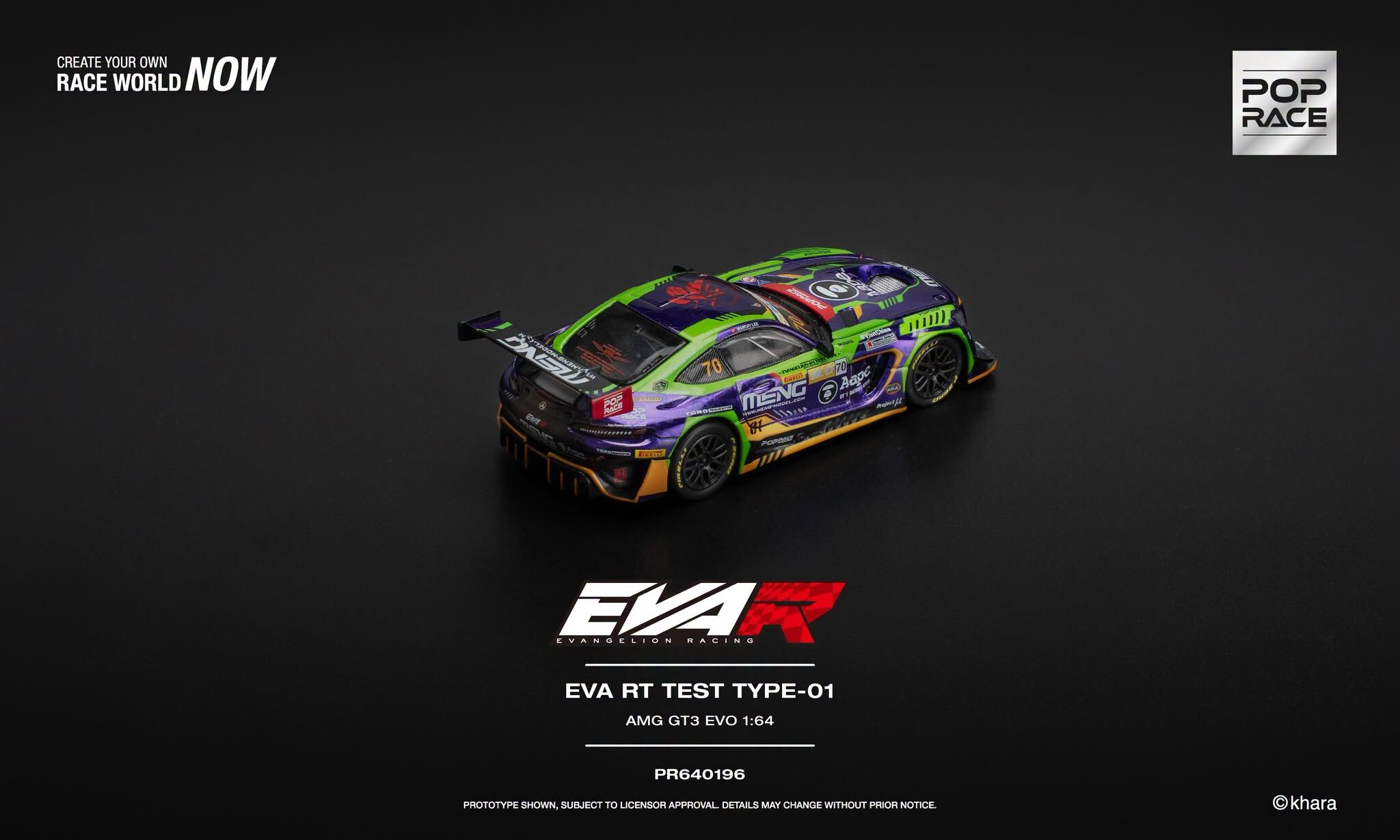 預訂:1/64 POP RACE EVA RT TEST TYPE-01 AMG GT3 EVO - MACAU GP 2023 (PR640196)