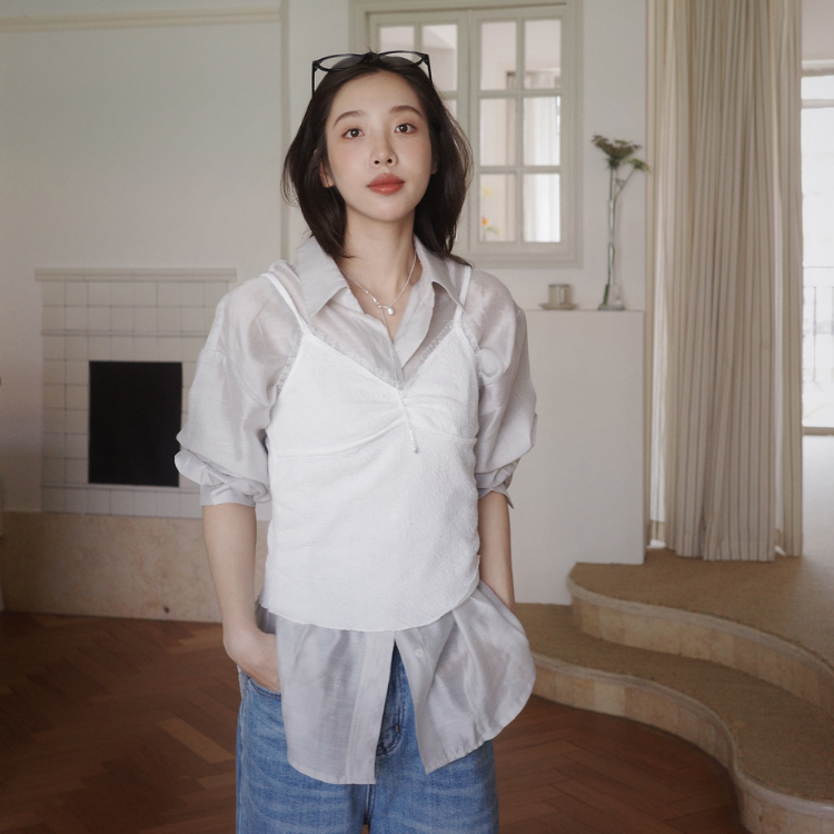 𝗝𝘂𝗹.𝟮𝟳/61382-低調彈性蕾絲背心-白