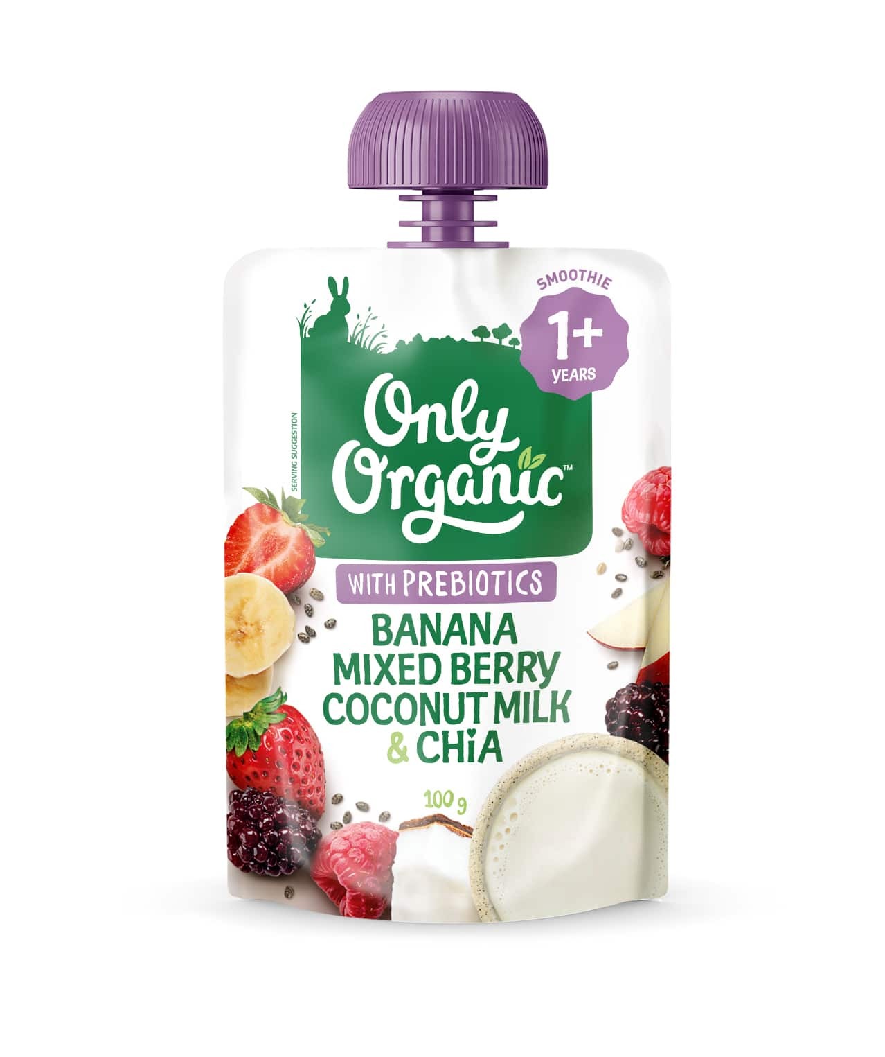 【Only Organic】Banana Mixed Berry Coconut & Chia 100g