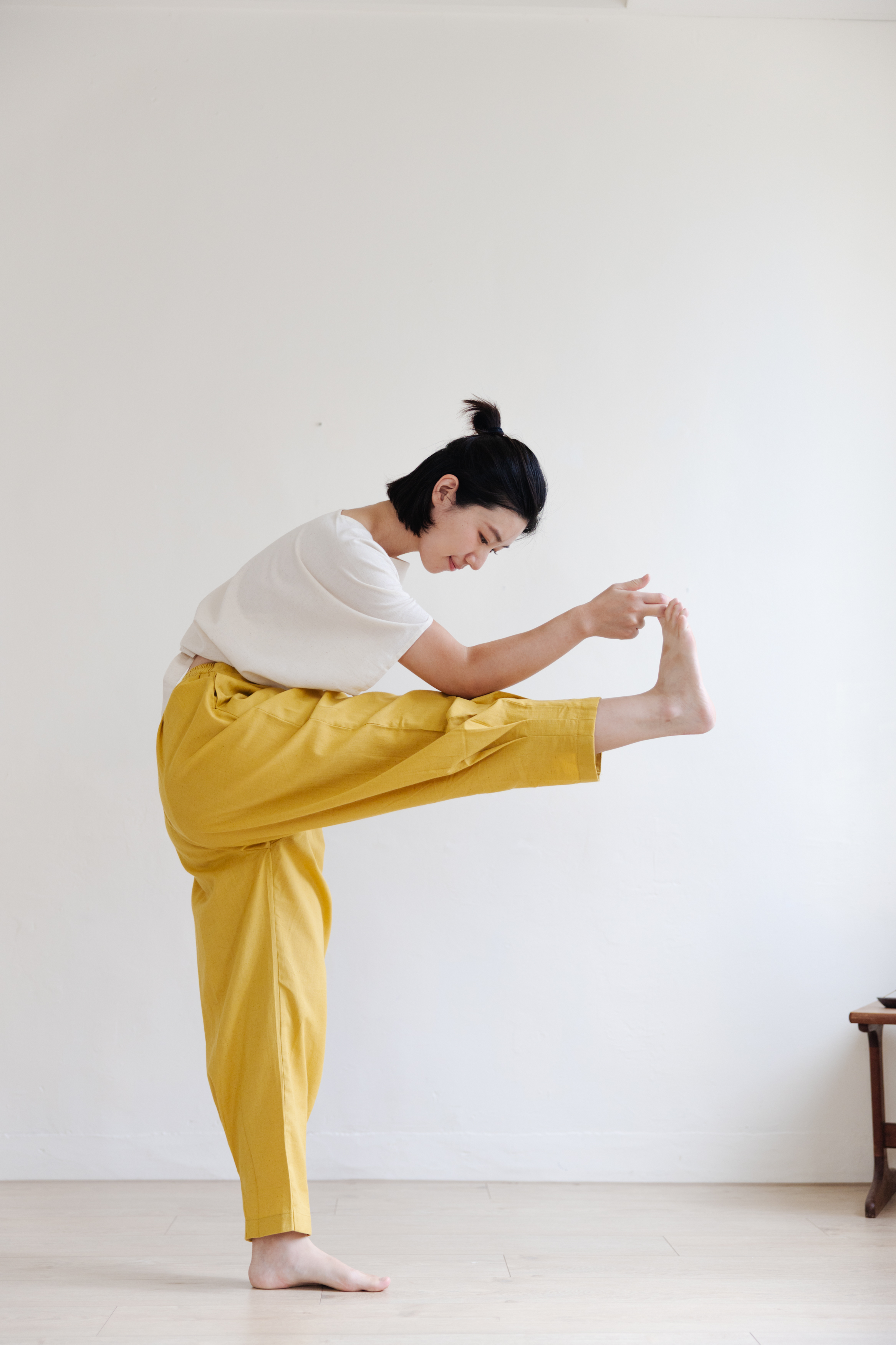 Tara_女瑜伽練習摺摺褲_芥黃