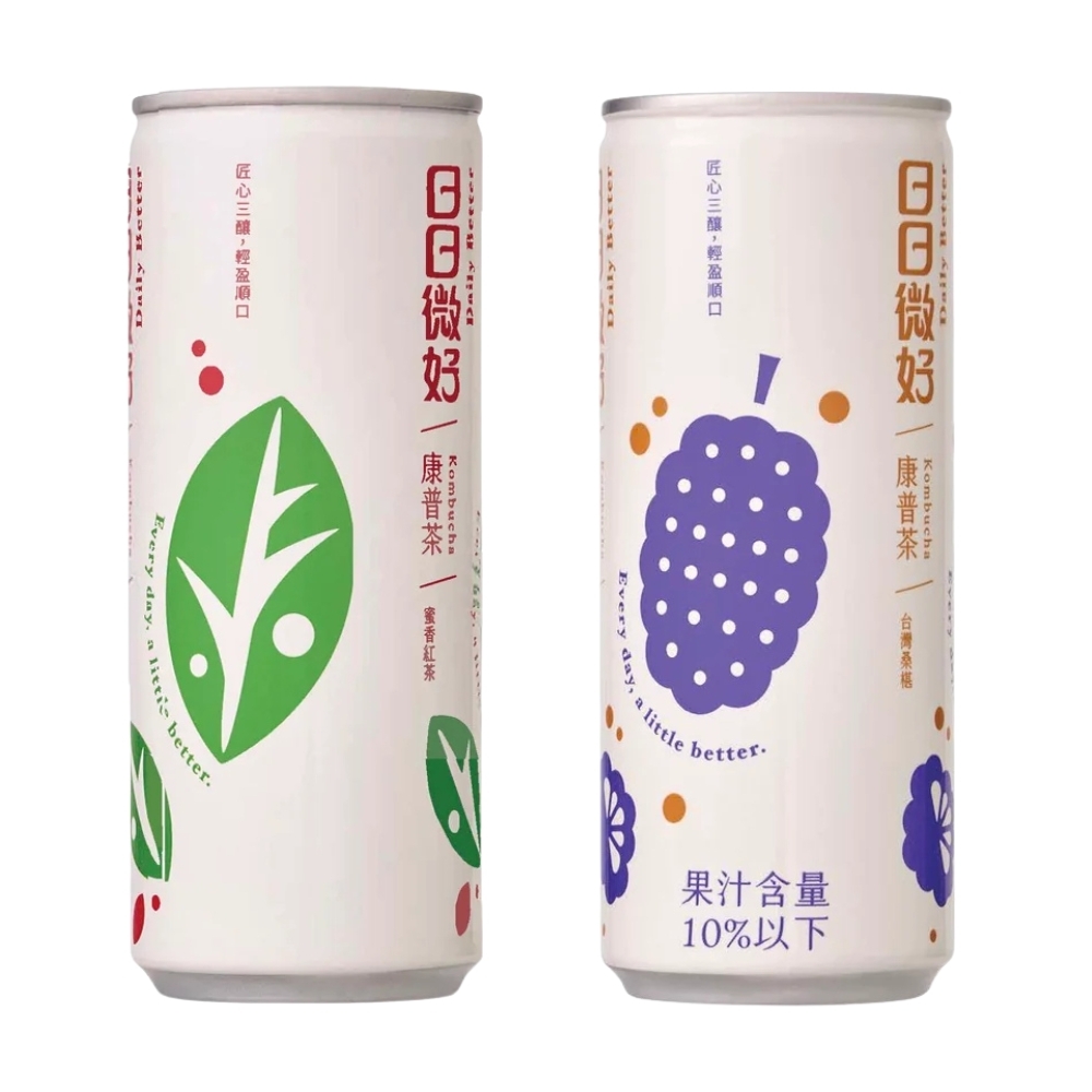 (箱購) 穀盛 日日微好 康普茶氣泡飲 紅茶/桑葚_240ml x 24罐